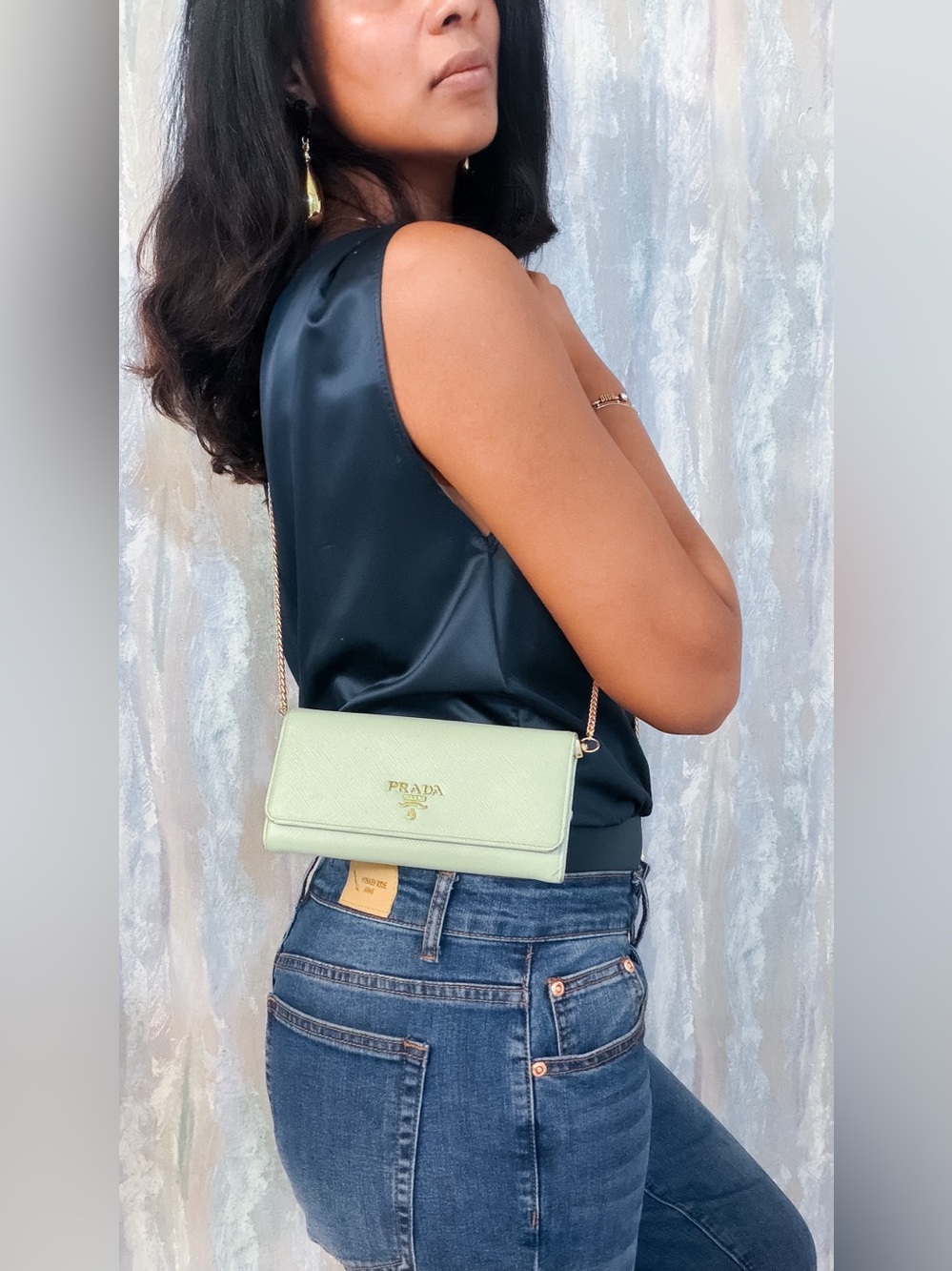 Prada Saffiano Mint green leather wallet on chain 🍃 - Picture 14 of 15